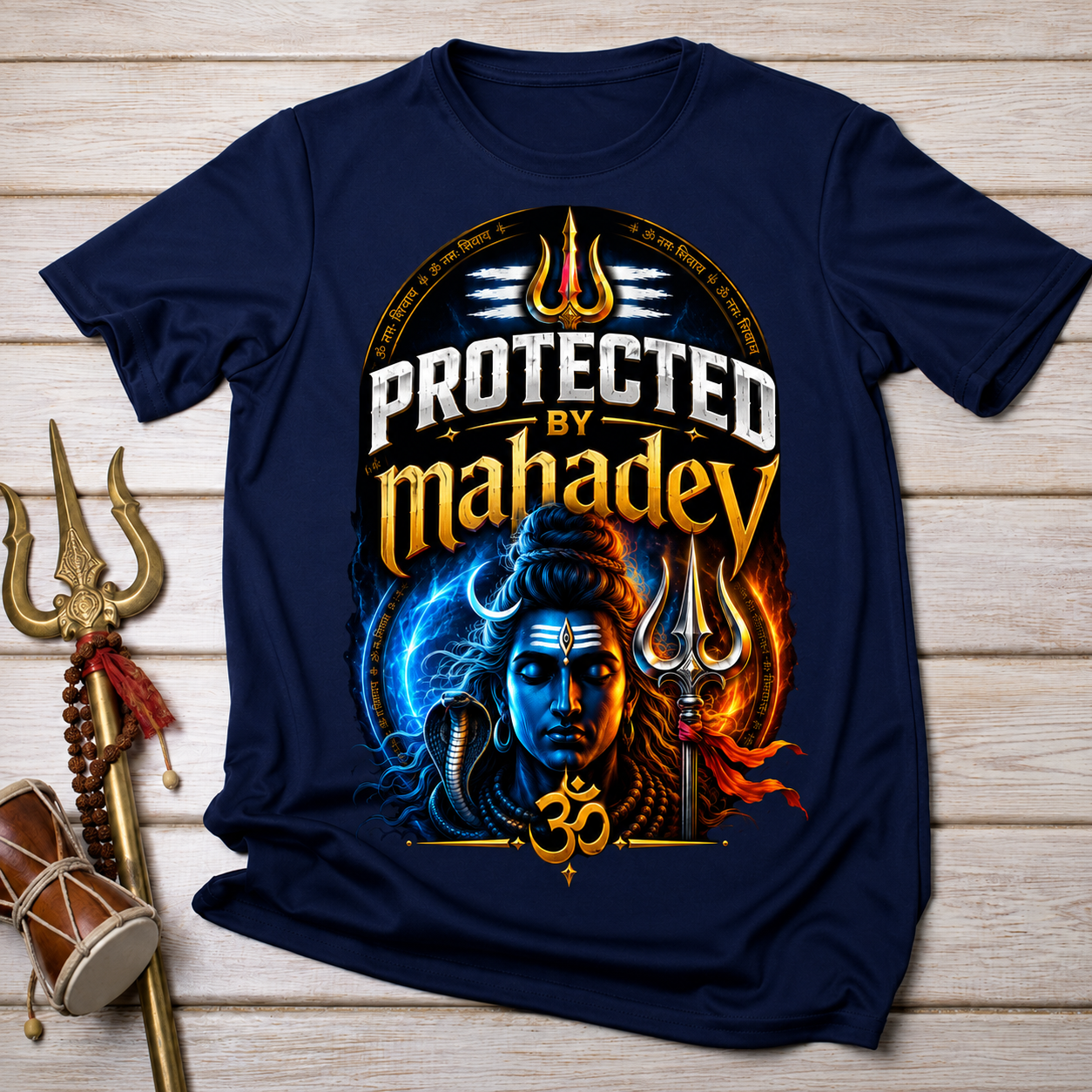 Protected By Mahadev Oversized T-Shirt for Men & Women | Premium Cotton Unisex Shiva Graphic Tee