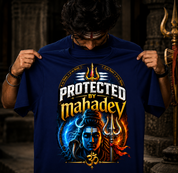 Protected By Mahadev Oversized T-Shirt for Men & Women | Premium Cotton Unisex Shiva Graphic Tee