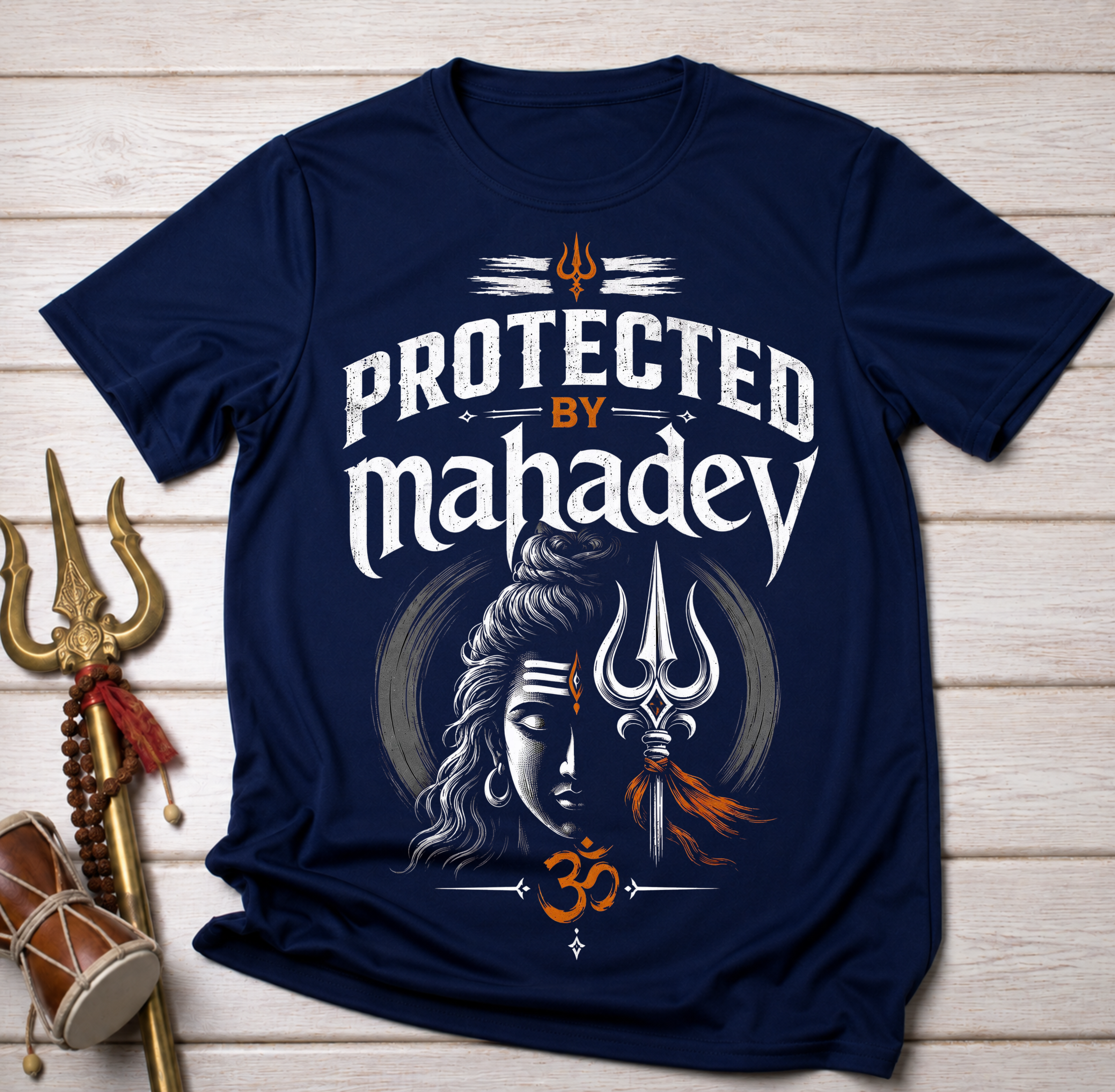 Protected By Mahadev Unisex Oversized T-Shirt | 100% Cotton | Premium Graphic Printed Round Neck Half Sleeve | Black & Navy Blue