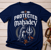 Protected By Mahadev Oversized Unisex Premium Cotton T-Shirt | Shiva Graphic Tee