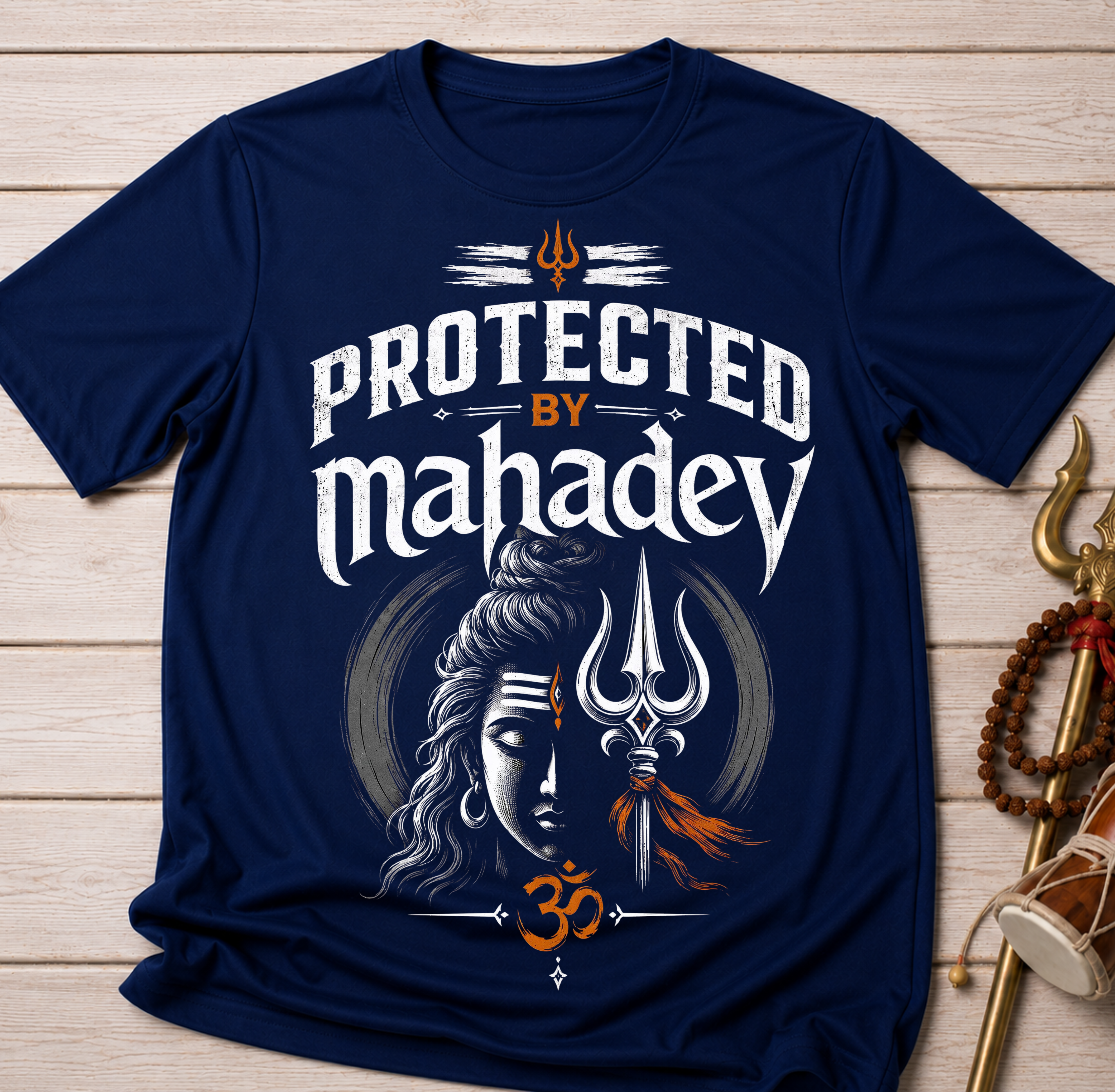 Protected By Mahadev Oversized Unisex Premium Cotton T-Shirt | Shiva Graphic Tee