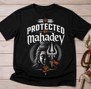 Protected By Mahadev Oversized Unisex Premium Cotton T-Shirt | Shiva Graphic Tee