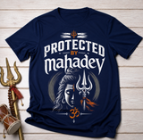 Protected By Mahadev Oversized Unisex Premium Cotton T-Shirt | Shiva Graphic Tee